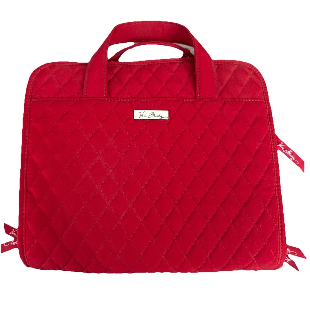 Vera Bradley Hanging Jewelry Organizer Travel Makeup Red Quilted Case Fold-up - Picture 10 of 11